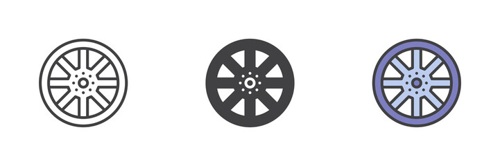 Obraz premium Alloy wheel different style icon set