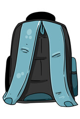 gray-blue backpack for carrying textbooks