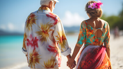 AN happy elder couple holding hands showing love and spending time togeather 