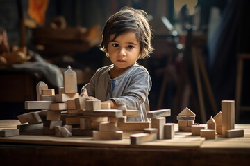 Child playing blocks