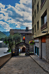 Andorra la Vella, capital of Andorra, is located in the Pyrenees mountains, between France and Spain.