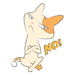 Funny cat says No. Vector illustration in cartoon style.