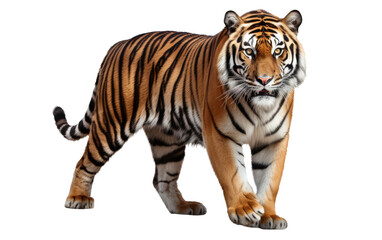 The Grateful Pause of a Bengal Tiger on a Clear Surface or PNG Transparent Background.