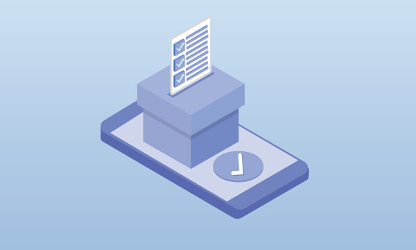 online voting concept e-voting internet election system.on blue background.3D design.isometric vector design Illustration.