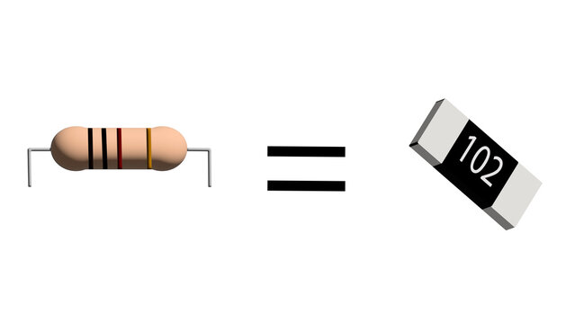 ilustration of resistor and smd electronics component