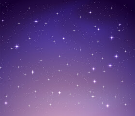 A Purple and Blue Night Sky with Stars Background. Vector