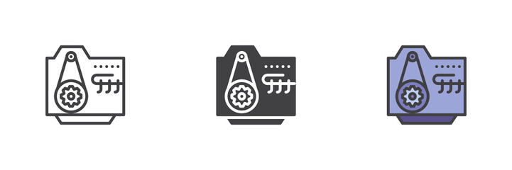 Car engine different style icon set