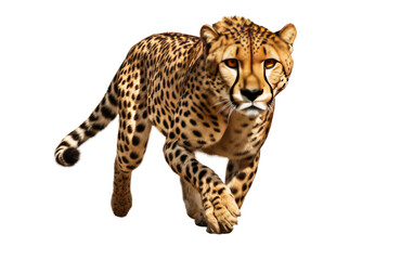Beautiful Cheetah Moving Faster on a Clear Surface or PNG Transparent Background.