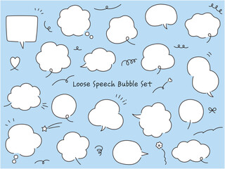 ゆるい吹き出しのベクターイラストセット。　ふきだし、フレーム	