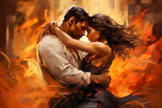 lady and man dancing, romantic, Semba, Tarraxinha, Ghetto Zouk, Coladeira, Bachata, Urban Kiz, Zouk Love, Kompa, Salsa, Bolero, Lambada, with generative AI