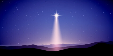 Light from star, christmas night, abstract nature illustration