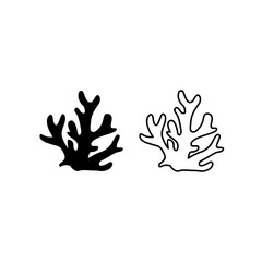 Vector corals black silhouettes. coral line icon 