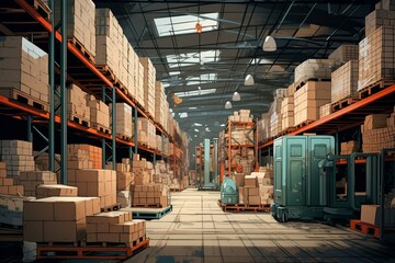 illustration of a warehouse. Generative AI