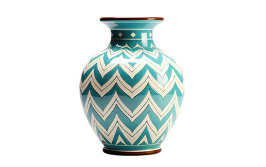 Colorful and Stylish Art Deco Ceramic Vase on a Clear Surface or PNG Transparent Background. - obrazy, fototapety, plakaty