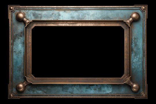 digital template with old metal frame with blank space inside, ai tools generated image