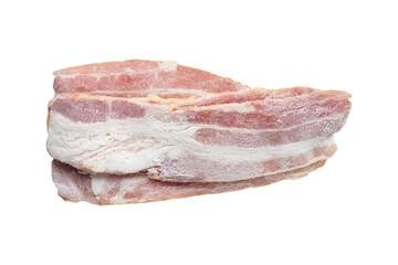 Pile of Frozen Bacon Slice Isolated on White Background