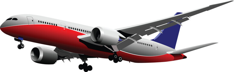 Fototapeta na wymiar Passenger Airplane on the air. Vector illustration