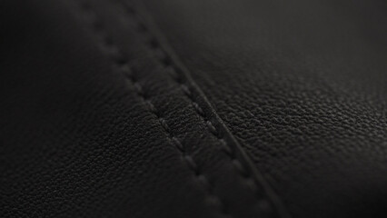 closeup of soft gray brown leather with seam - obrazy, fototapety, plakaty