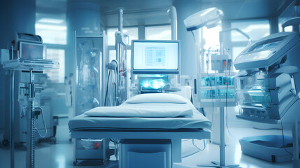 Medical equipment and devices in a hospital operation room