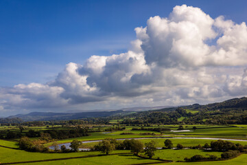 Fototapeta na wymiar The amazing views of the Welsh countryside from Dryslwyn castle Carmarthenshire Wales