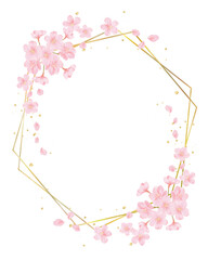 桜と金の六角形フレーム