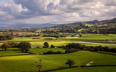 Fototapeta na wymiar The amazing views of the Welsh countryside from Dryslwyn castle Carmarthenshire Wales