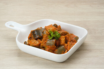 Terong Balado, stir fried eggplant with spices, traditional Indonesian food.
