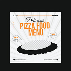 delicious pizza and food menu social media banner template
