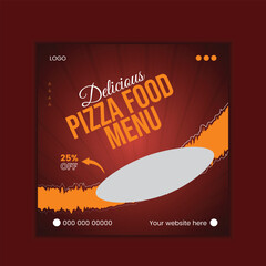 delicious pizza and food menu social media banner template

