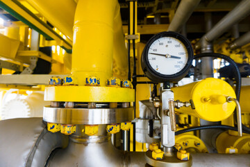 PSI pressure gauge Inside the offshore petroleum pipeline.