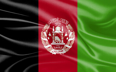3d waving realistic silk national flag of Afghanistan. Happy national day Afghanistan flag background. close up
