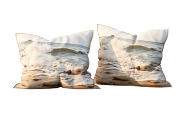Cute and Simple Coastal Pillow on a Clear Surface or PNG Transparent Background.