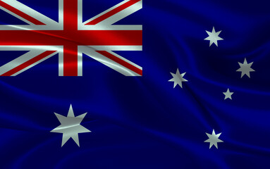 3d waving realistic silk national flag of Australia. Happy national day Australia flag background. close up