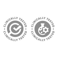 Clinically tested vector label. Circle certification badge.
