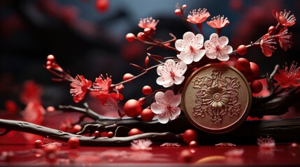 Chinese New Year Background With Decorations 3D, Happy New Year Background, Hd Background