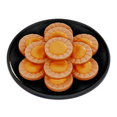 Lunar New Year Dessert 3D Clip Art, Pineapple Tart on transparent background. 3D Rendering
