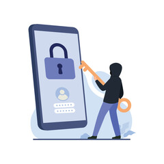 Hacker and cyber criminal stealing confidential data with laptop computer