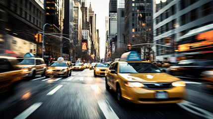 Cars in movement with motion blur in the modern city