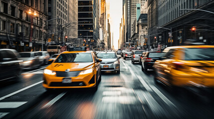 Fototapeta na wymiar Cars in movement with motion blur in the modern city