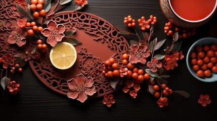 Obraz na płótnie Canvas Chinese New Year Concept Wooden Table, Happy New Year Background, Hd Background