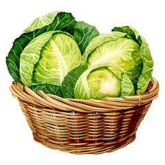 Fototapeta premium Watercolor Cabbages on Basket