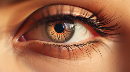 Naklejka premium Close up detailed view of beautiful female eye. Macro photo