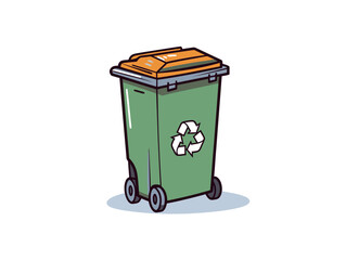 Doodle Recycling bin with metal, cartoon sticker, sketch, vector, Illustration, minimalistic