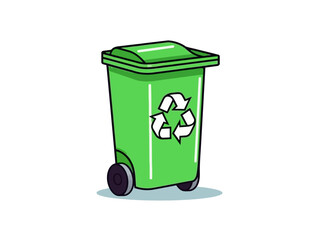 Doodle Recycling bin with metal, cartoon sticker, sketch, vector, Illustration, minimalistic