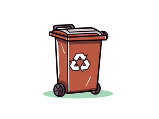 Doodle Recycling bin with metal, cartoon sticker, sketch, vector, Illustration, minimalistic
