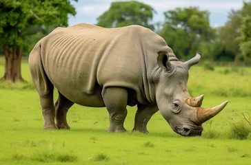 Foto op Plexiglas White Rhino grazing. © Mehdi