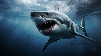 Fototapeta premium The fierce shark is a predator of the sea.