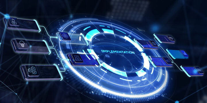 IMPLEMENTATION, web technology concept. Business, Technology, Internet and network concept. 3d illustration