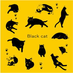 黒猫のシルエットイラスト素材