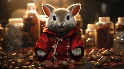 Chinese New Year Celebration With Rabbit Money Bag, Happy New Year Background, Hd Background